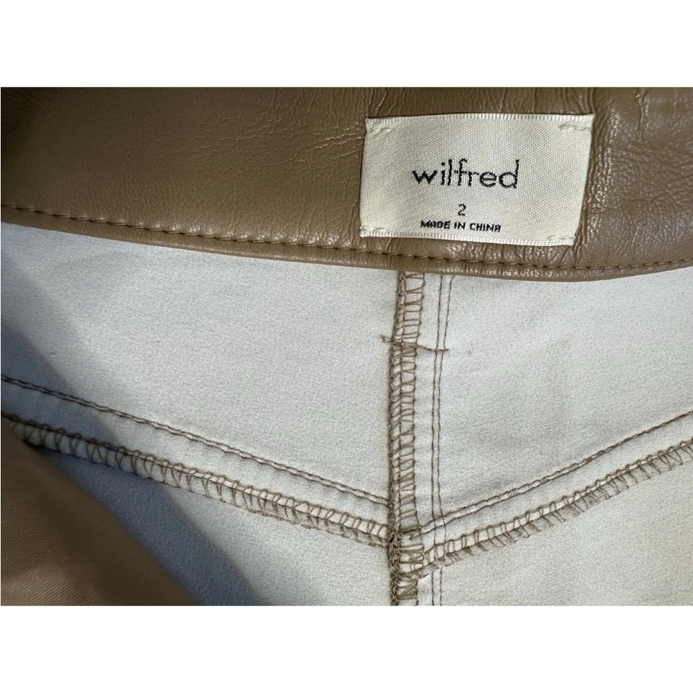 Aritzia Wilfred Melina Pants Brown 2 Straight Leg Crop High Rise Vegan Leather - Picture 4 of 6